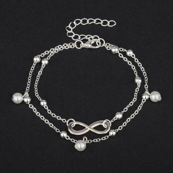 Пляжные сандалии в стиле бохо Barefoot Infinit-y Charm Браслет на щиколотке с бусинами Двухслойный браслет