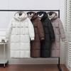 Long Puffer Jacket for Women Winter Warm Hooded Coat with Zip Thickened Long Sleeve Down Coat with Pockets