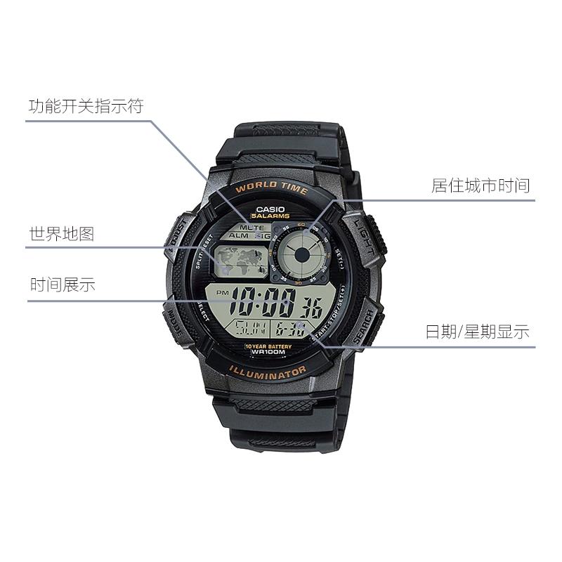 Casio Мужские ЧЕРНЫЕ часы для ПОДРОСТКОВ AE-1000W-1A AE-1000W-1A
