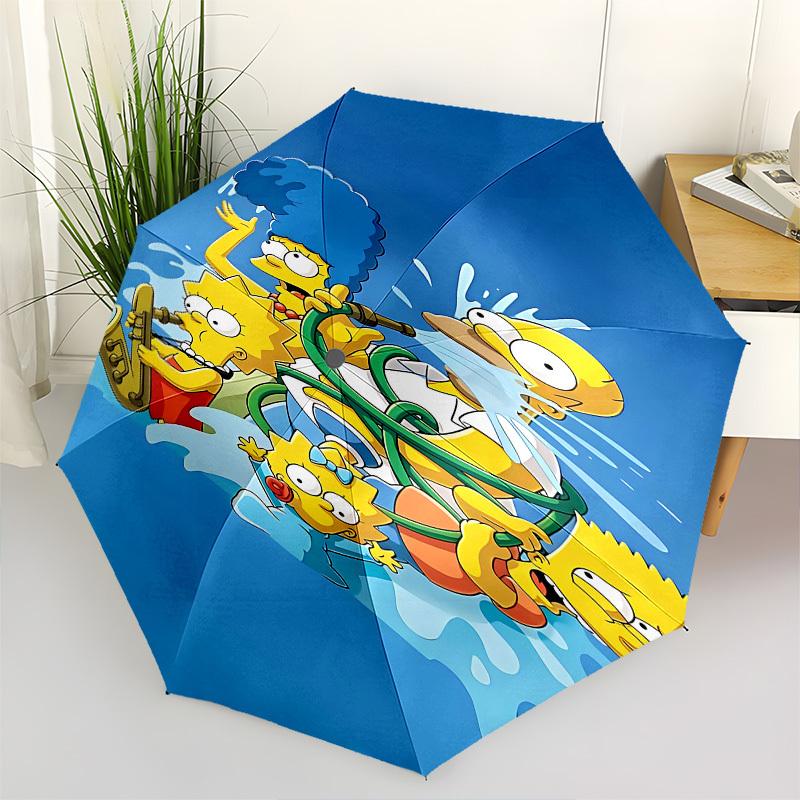 1pc water hose Lisa Simpson umbrella with 8 iron ribs and a plastic handle, automatic opening and closing, and daily use.1024