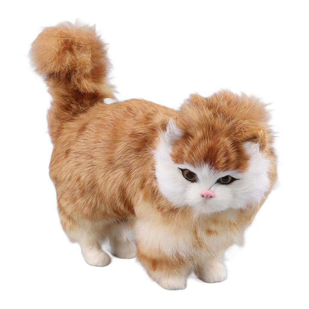Simulated Cat Plush Toy Realistic Adorable Cat Stuffed Animal Doll Toy Home Decoration Simulated