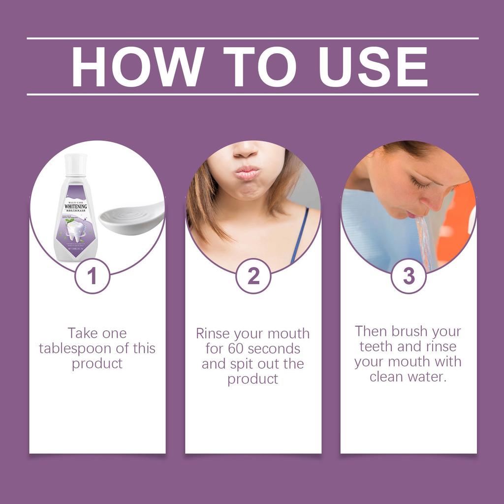 Multi-Care Whitening Mouthwash,Teeth Whitening Mouthwash,Oral Care Mouthwash, It Can Deeply Clean The Stubborn Plaque On The Surface Of Teeth(120ml)