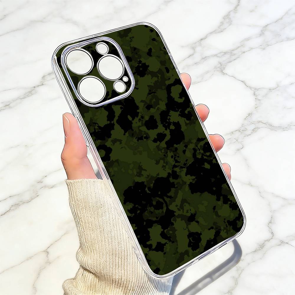 Камуфляжный Чехол Для Телефона Для iPhone 17 16 15 14 13 12 11 Mini Pro Max Plus Прозрачный Чехол