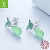Small Fresh Green Butterfly Stud Earrings Female Smart Natural Wind S925 Sterling Silver Stud Earrings