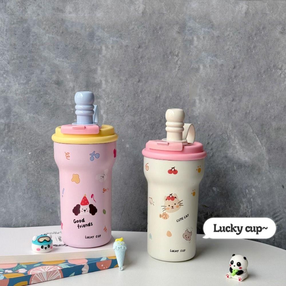 Cartoon Insulated Cup 600ml Water Mug Cute Vacuum Cup