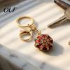 Lightweight Fashion Accessories Rhinestone Ethnic Hat Keychain, Bling Octagonal Cap Car Key Ring Ring, Zinc Alloy Pendant for Backpacks and
