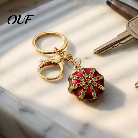 Lightweight Fashion Accessories Rhinestone Ethnic Hat Keychain, Bling Octagonal Cap Car Key Ring Ring, Zinc Alloy Pendant for Backpacks and