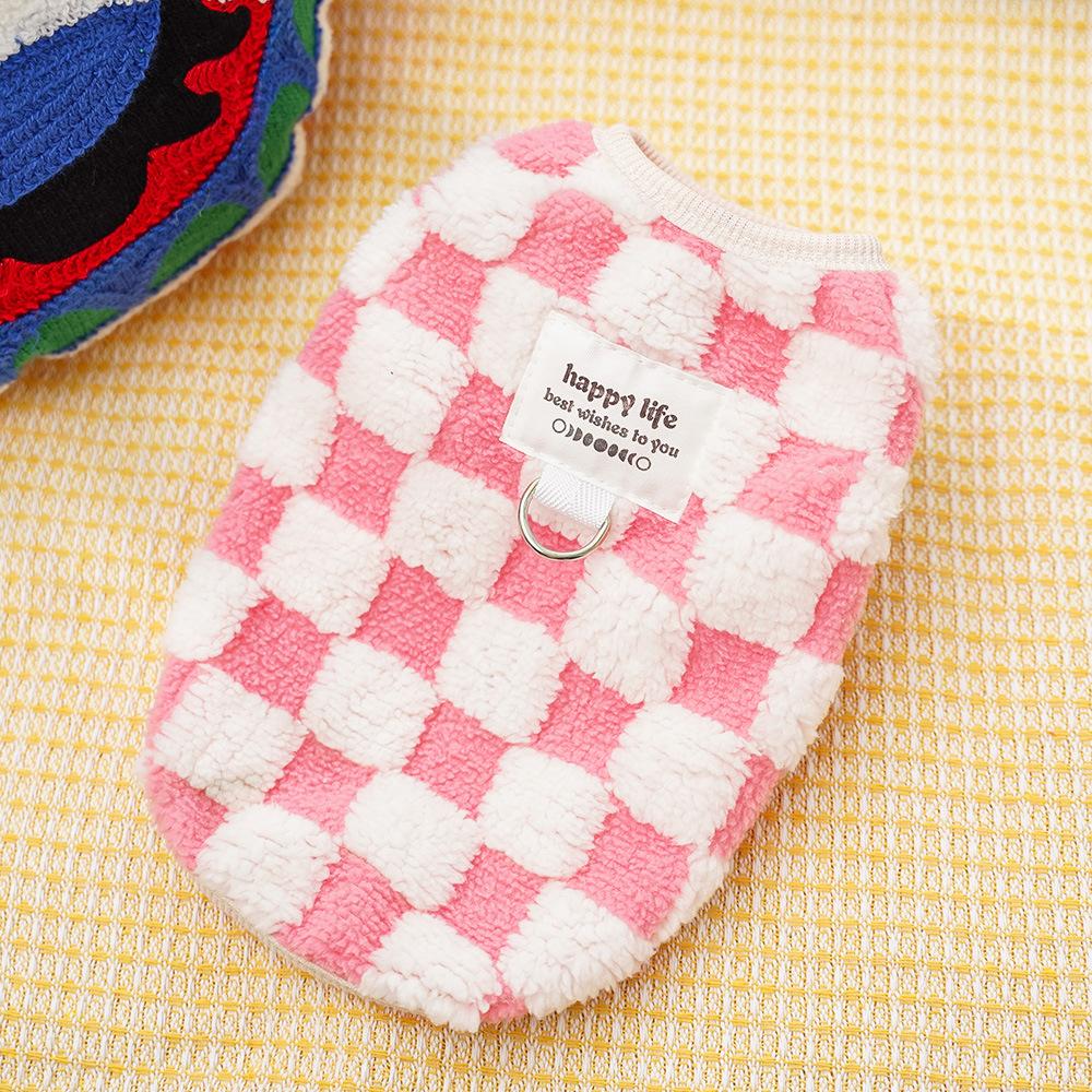 Autumn and Winter Pet Dog Dog Cat Clothes Accessories Checkerboard Teddy Than Bear Baby Clothes Small and Medium Dog Corgi