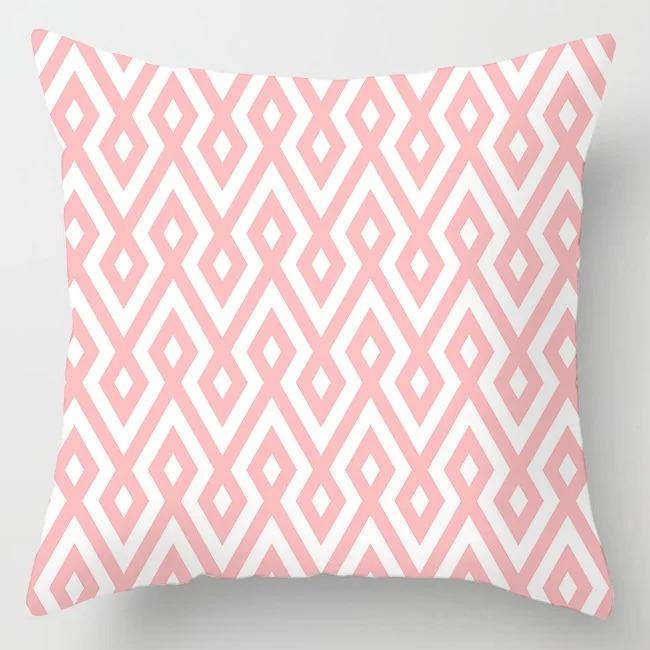 2D Flat Printed Pink Rose Floral Peach Skin Cushion Cover Romantic Flower Decorative Pillowcase For Sofa Bed Room Home Decor