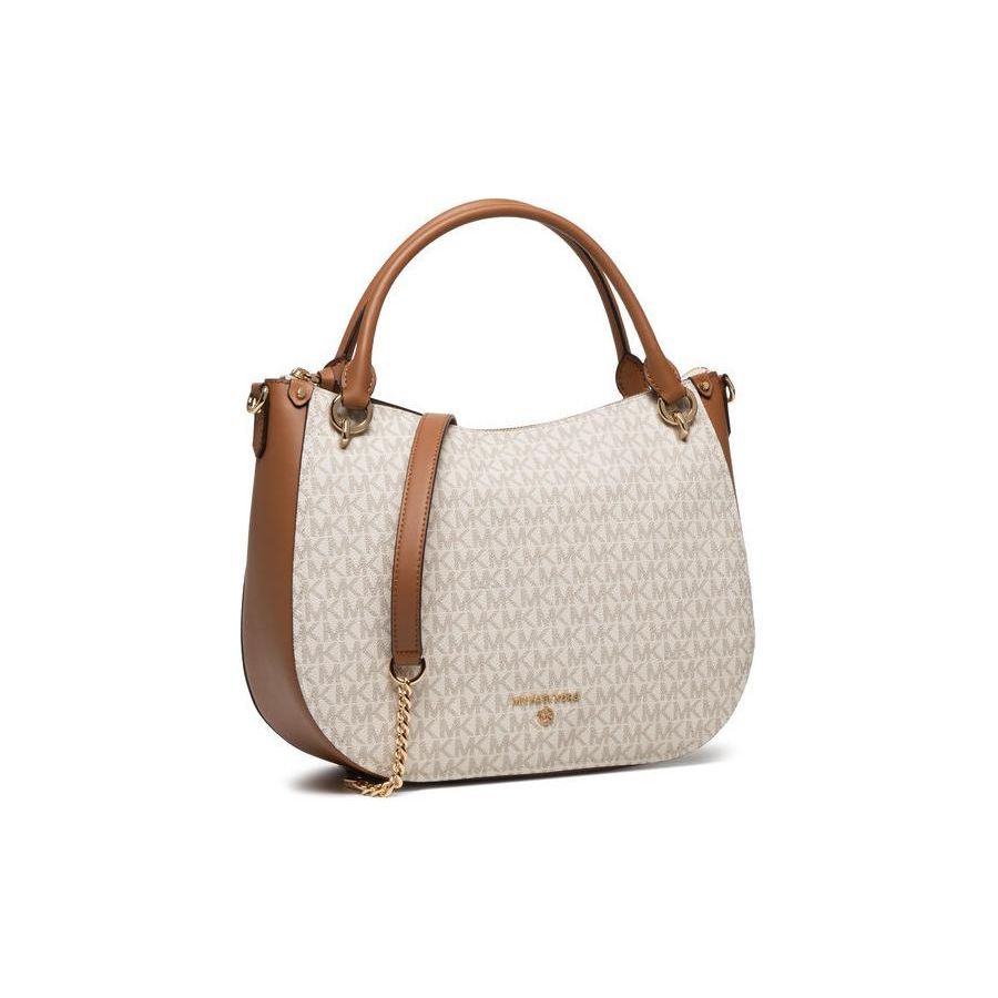Michael Kors Mk Harper Классическая кожаная сумка-тоут Женские сумки Ванильный Желудь 30H1GRPS3B-VANILLA-ACRN