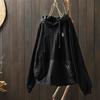Women's Oversized Color Block Patchwork Hooded Sweatshirt with Double Pockets