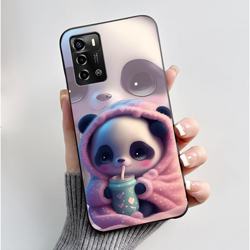 Чехол для смартфона ZTE Blade V40 Vita / V41, роскошный, милый, с кроликом, забавный, черный, корпус, мягкий силиконовый защитный чехол