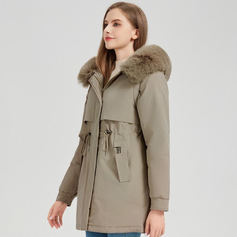 Fashion Winter Coat Female Long Parkas Hooded Faux Fur Collar Detachable Sleeves Loose Thick Warm Women's Jackets