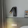 3103 Bedside Wall Lamp 350-Degree Rotatable Wall Sconce Reading Light with Switch, 3W Warm Light - Black