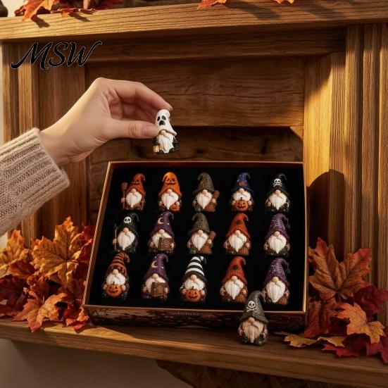 Rare Gnome Figure Set 2026 Halloween Advent Calendar, 24 Days Countdown Calendar with Cute Ghost Theme Party Supplies Mini Collectible Figures,