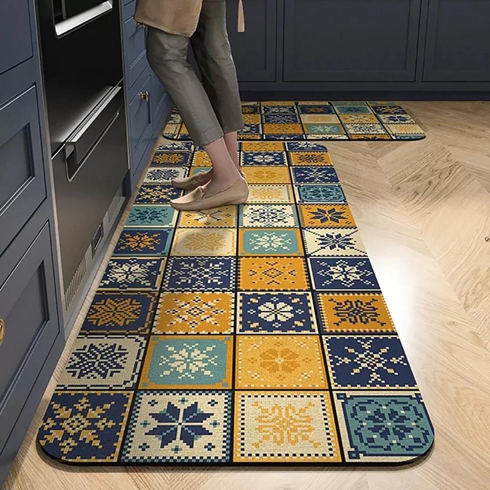 1/2 шт. Кухонный маслостойкий коврик для пола, Впитывающий быстросохнущий ковер для ванной комнаты, Противоскользящий придверный коврик для украшения дома
