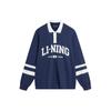 Li Ning Sports Fashion Series Повседневная рубашка поло с буквенным принтом Унисекс Рубашки поло Темно-синие AWDU787-2