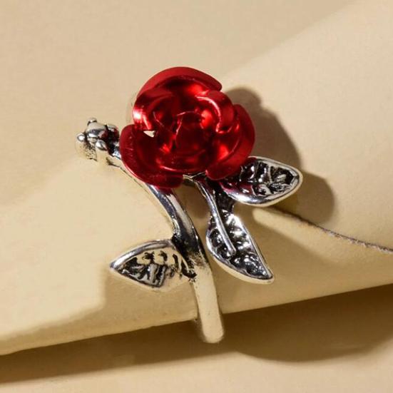 Обручальное кольцо двухцветное женское тонкое медное кольцо с цветком розы и листьями ювелирные аксессуары