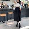 Длинная плиссированная юбка, женская винтажная корейская модная однотонная юбка трапециевидной формы с высокой талией, элегантная повседневная осенняя школьная юбка для девочек