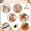 4Pcs Wooden Wall Bohemian Wall Art Farmhouse Bohemian Country Yard Decoration Round Shape Wall Hanging Decor