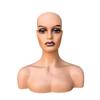 Female Bald Mannequin Head Manikin Wig Display Model with Shoulder for Glasses Earrings