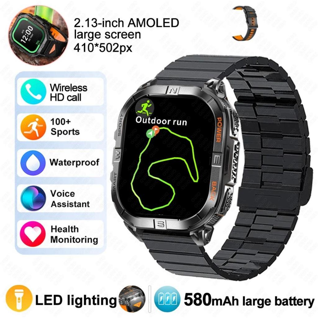 Новые умные часы GPS для улицы Барометрический компас Светодиодный фонарик 580 мАч Водонепроницаемость 3 АТМ 100+ спортивных режимов Здоровье BT-звонок Смарт-часы