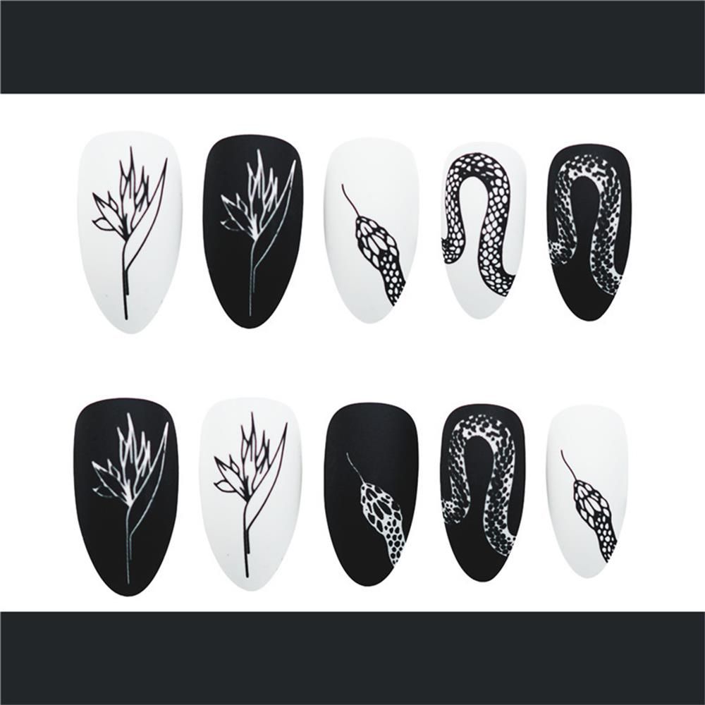 Nail Decoration Artificial Nail Art Tips False Nail Snake Pattern Long Stiletto Fake Nails
