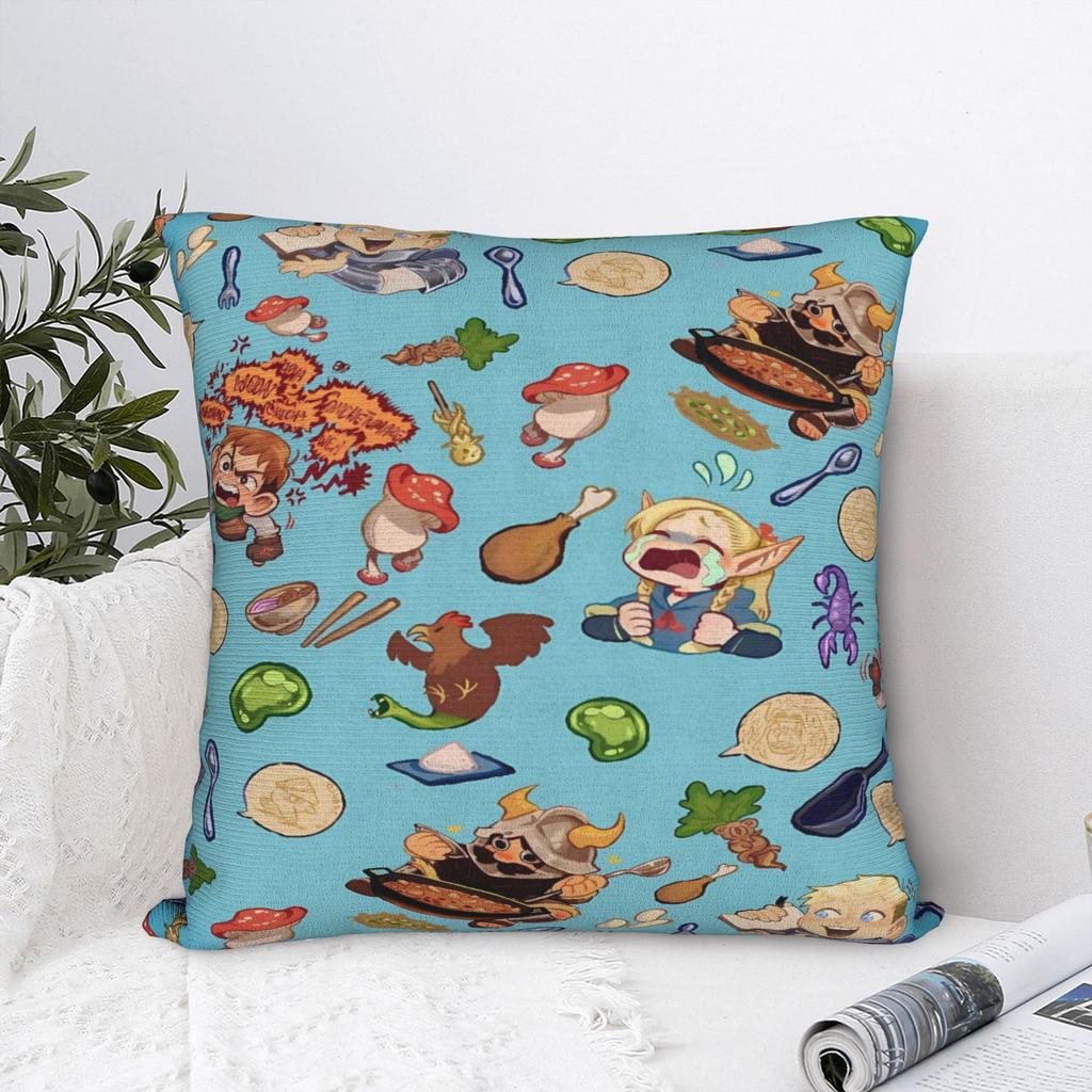 Dungeon Meshi Senshi Anime Pillow Case Funny Pillow Cover Square Pillowcases For Living Room Chair