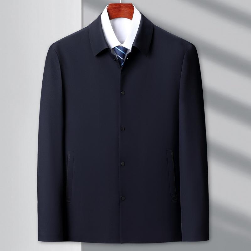 Куртка из шелка Mulberry, мужская, весенне-осенняя, деловая, повседневная, с лацканами, короткая ветровка для папы, высококачественная, для мужчин среднего возраста