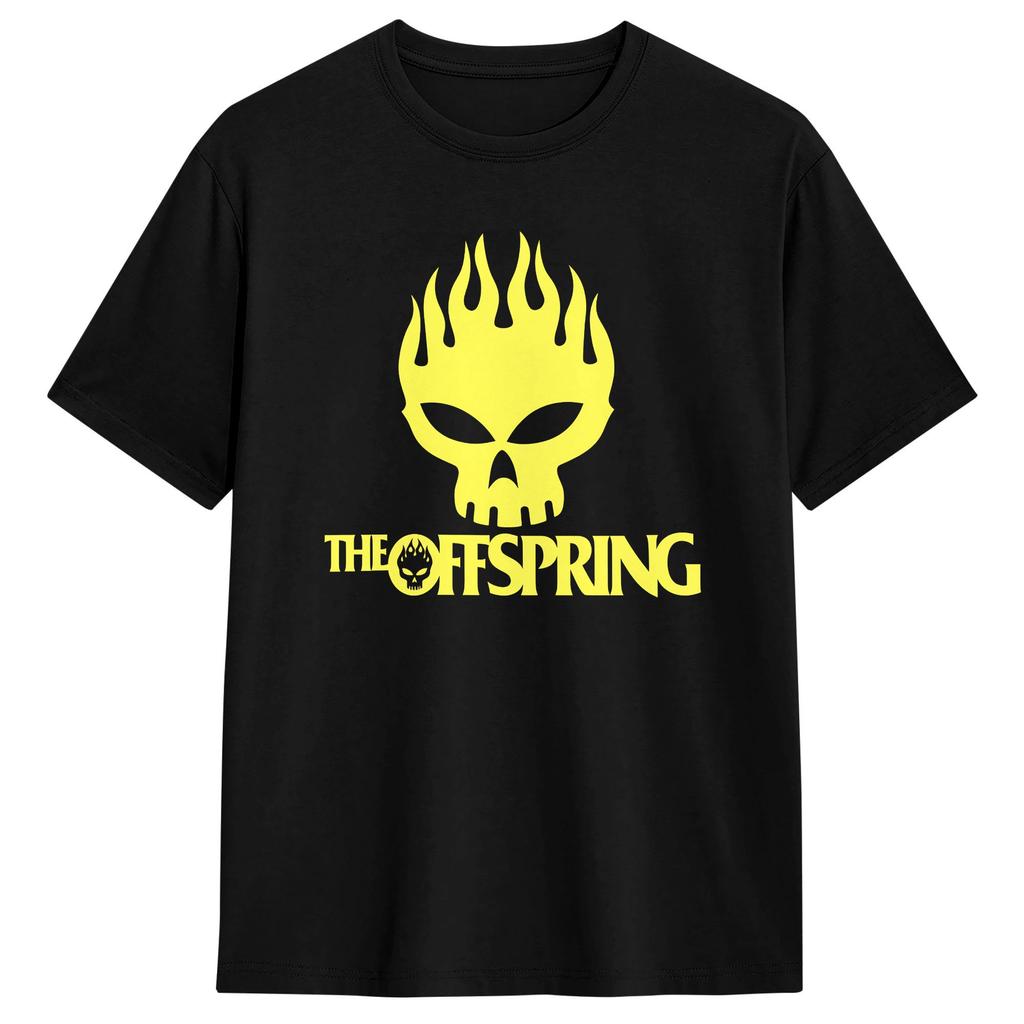 Мужская футболка с логотипом группы The Offspring Хлопковая одежда Модная футболка с коротким рукавом и круглым вырезом Идея для подарка Футболка