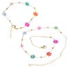 Colorful Flower Bead Charm Bracelets Clavicle Chain Necklace Wristband Sweet Cute Choker Necklace Stackable Bangle