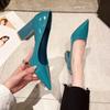 Blue Super High Heel Women's Shoes Pointed Toe Ladies Pumps Young Stylish High Quality Wholesale Discount 39 Footwear On Sale