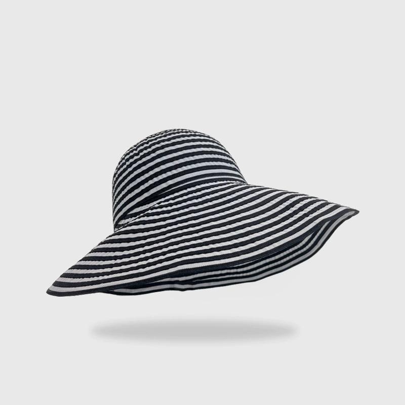 Женская весенне-летняя складная солнцезащитная шляпа в полоску