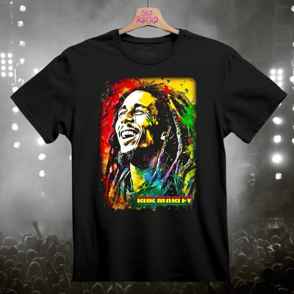 Футболка с изображением Боба Марли и группы Reggae Черная S3XL Унисекс Футболка - Мужская Летняя Хлопковая Футболка с Графическим Принтом