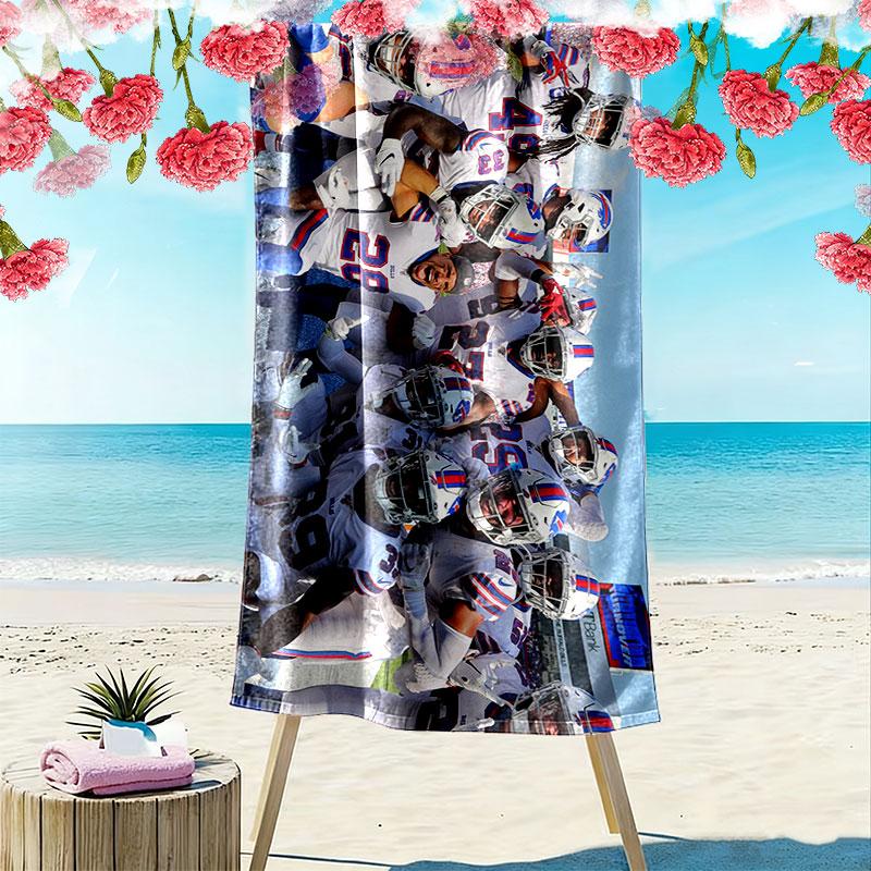 Buffalo Bills Players Print Beach Towel, Large Soft Quick Dry Towel for Beach Camping Swimming