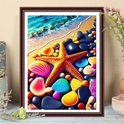 5D DIY Алмазная картина Морская звезда на пляже Набор для вышивки крестом Мозаика Алмазная вышивка Роза Полный круглый квадратный дрель Украшение дома