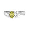 Three Stone Natural Peridot 925 Sterling Silver Engagement Ring