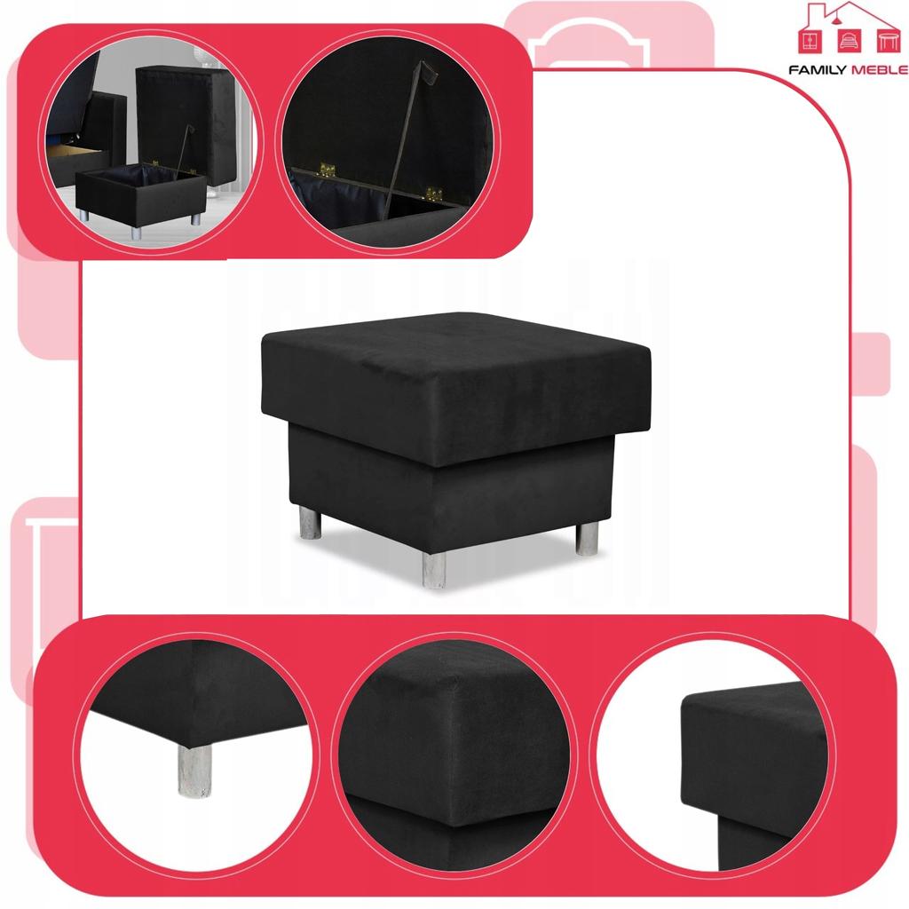 Wersalka Narożnik Alicja z pufą sofa kanapa rozkładana Family Meble czarna
