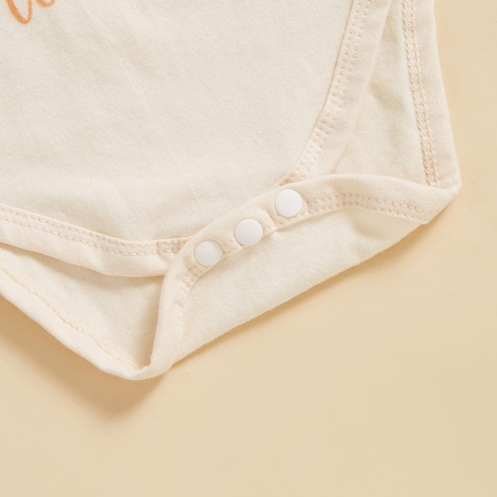 Baby Girl Summer Romper Short Sleeve Round Neck Cow Letter Print Bodysuit Newborn Playsuit