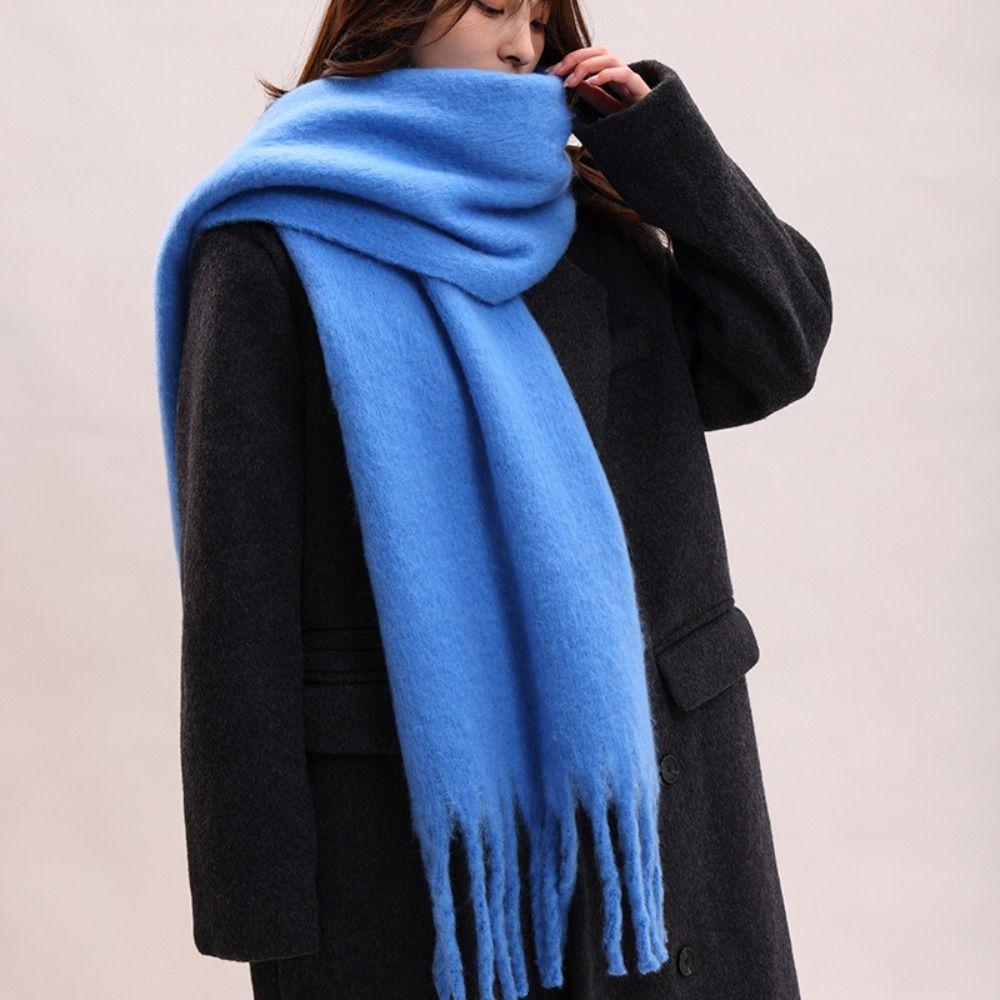 Mohair Winter Cashmere Scarves Tassel Long Shawl Classic Winter Wool Scarf Student