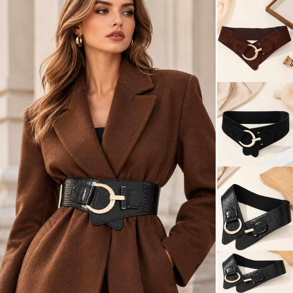 PU Leather Pu Leather Corset Spicy Girl Elastic Cummerbunds Vintage Wide Waistband Outfits