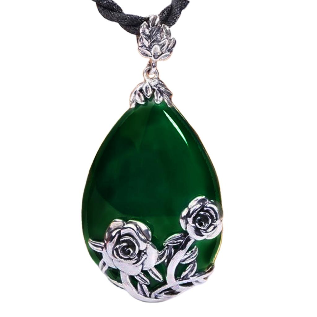 Ретро-свитер-цепочка Chalscedi с подвеской в ​​виде капли воды и розы, цепочка на шею, женская смола, халцедон