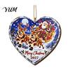 Seasonal Decorative Accents Heart Shaped Wooden Christmas Ornament, Santa Snowman Hanging Decor with Red Pendants String, Festive Tree Pendant