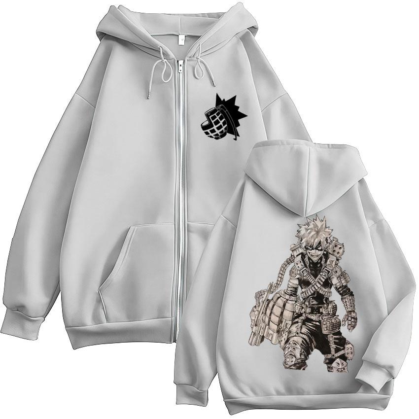 Anime My Hero Academia Katsuki Bakugo Zip Up Hoodies Men Women Fashion Harajuku Hoody Sweatshirt Fleece Loose Jackets