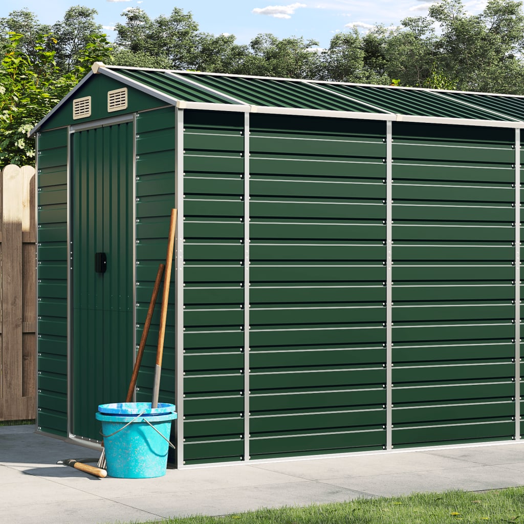 Garden Shed Green 191x470x198 cm Galvanized Steel