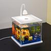 Mini Ultra-White Glass Fish Tank with Rose Light - Transparent Betta Tropical Fish Eco-Tank