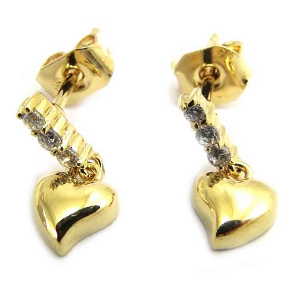 Les Trésors De Lily [L4300] - White Gold 'Love' Gold Plated Earrings - 13x6 Mm