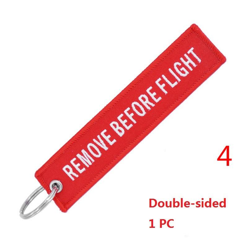 Remove Before Flight Red Car Keychain for Motorcycles Customized Key Chains Embroidery Key Fob Aviation Gifts
