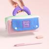 Multi-pocket Pen Bag Print Stationery Bag Handheld Pencil Case  Travel Toiletries