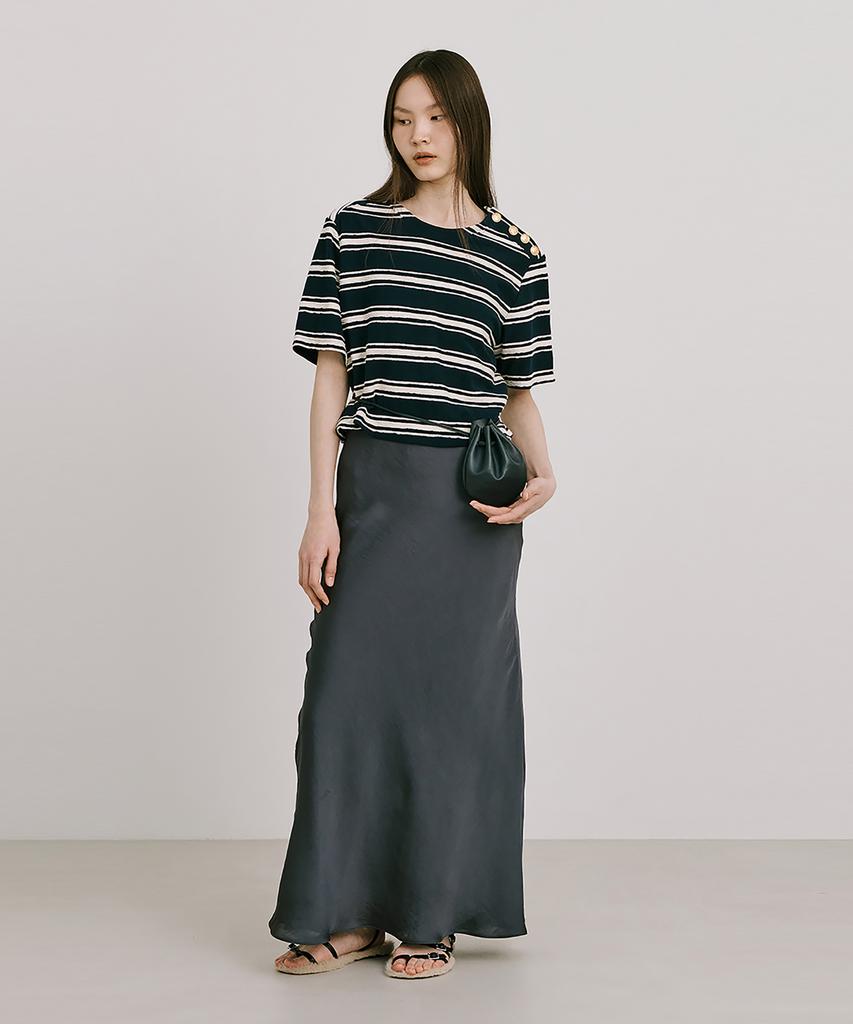 WNDERKAMMER Stripe Jacquard Knit Short Sleeve T-Shirt_Navy